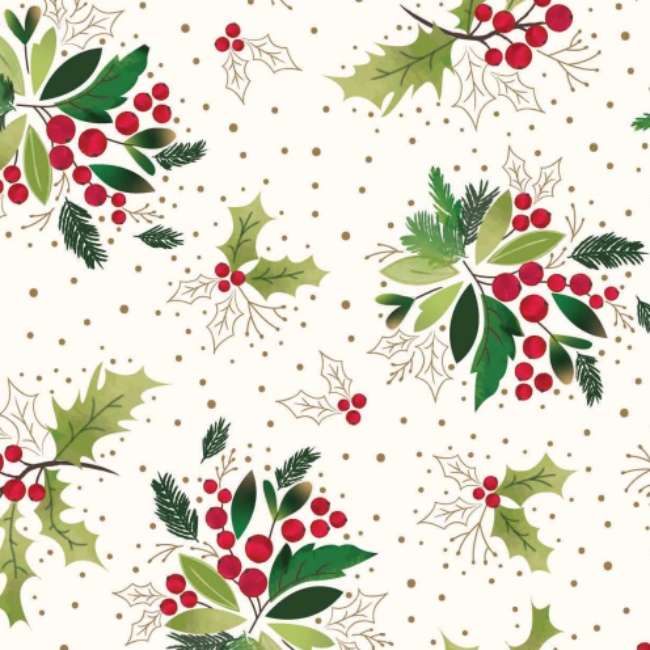 Christmas Fabric, Candy Cane Fabric with Holly, Cotton or Fleece, 4000 -  Beautiful Quilt