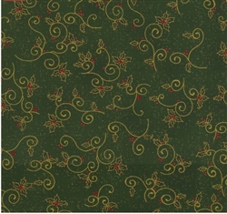 Holly Green Gold Fabric