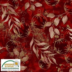 Red Gold Christmas Fabric